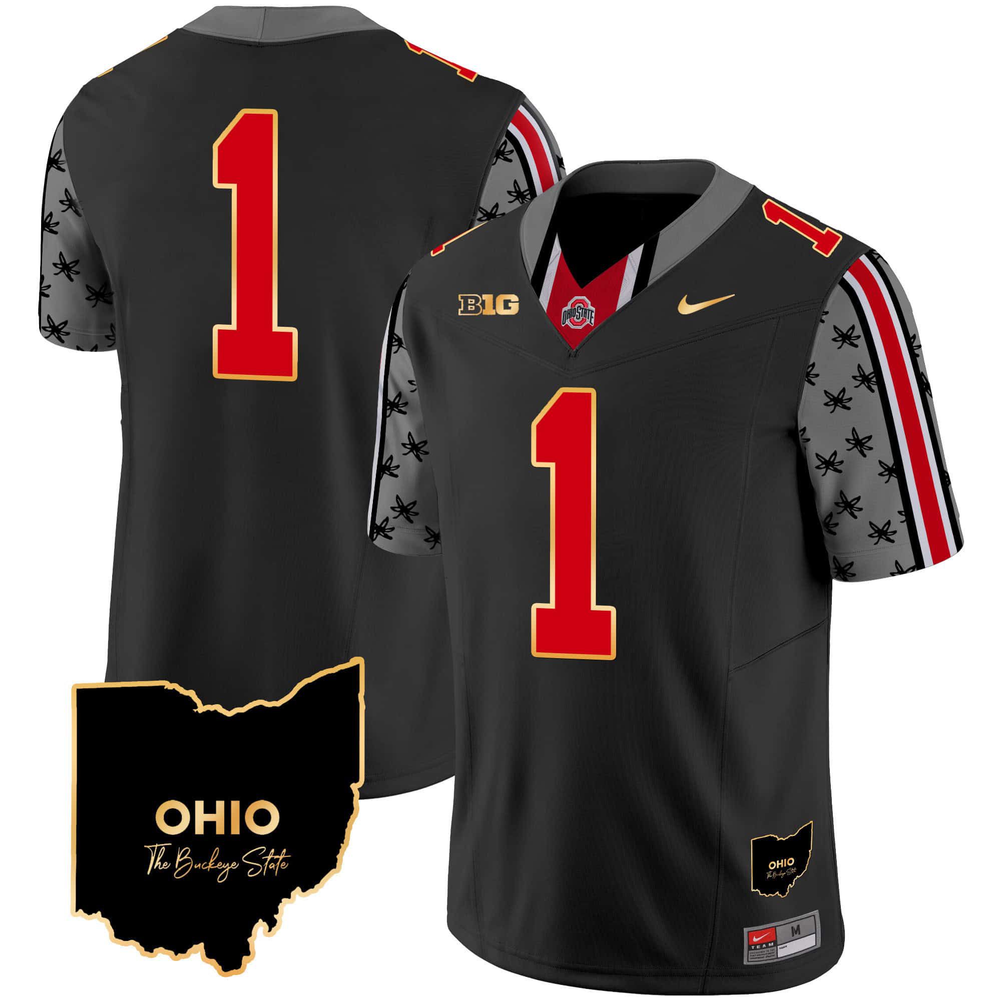 Men Ohio State Buckeyes #1 No Name Black 2024 Nike Home Patch Gold Trim Vapor Limited NCAA Jersey style 1->indianapolis colts->NFL Jersey